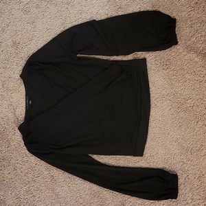 Black faux wrap crop top